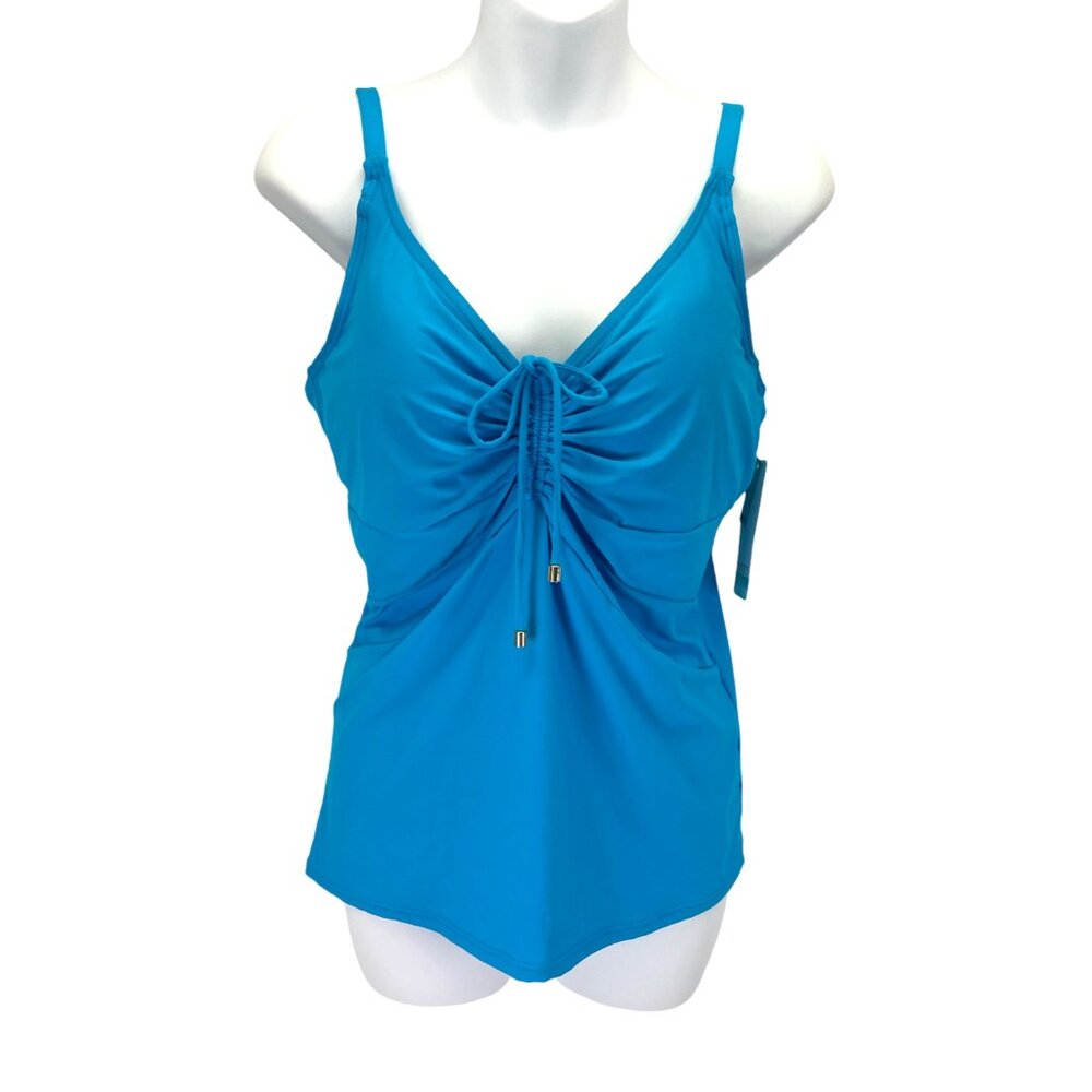 Sunsets Marina Tankini Top 36DD Bra Sized Swimwear Poolside Blue NWT